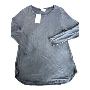 Heliotrope Womens Tee Shirt Long‎ Sleeve Made in USA Blue Gray Medium